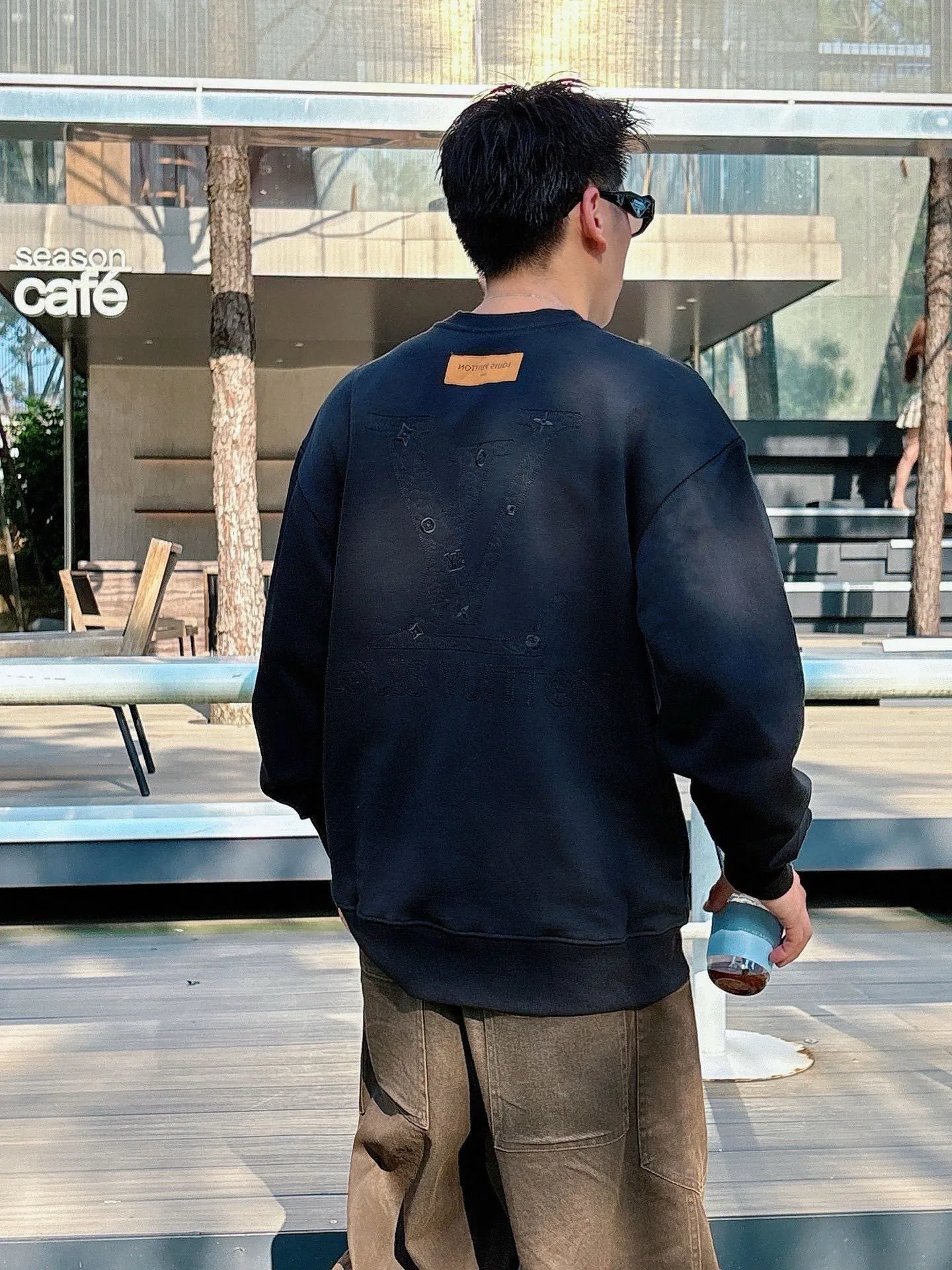 Louis Vuitton/Louis Vuitton 25Fw front and back logo embroidered crew neck sweatshirt